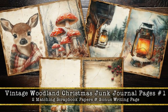 Download Woodland Christmas Junk Journal Pages #1 - Premium Resources